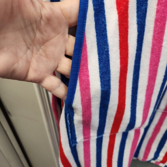 Lands End Women's L/XL Multicolored Striped Terry Hooded Swim Cover Up  2187 - Picture 6 of 8